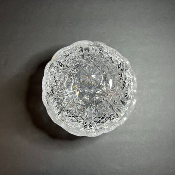 Vintage Anna Hutte Bleikristall Lead Crystal Etched Rose Candy Bowl Dish w/ Lid - Picture 5 of 9
